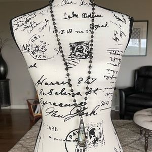 Melania Clara Snowdrop Crystal Necklace. 37” Long